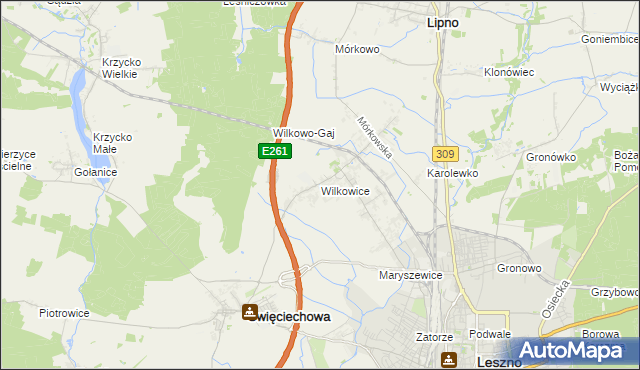 mapa Wilkowice gmina Lipno, Wilkowice gmina Lipno na mapie Targeo