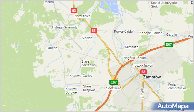 mapa Nowe Zakrzewo, Nowe Zakrzewo na mapie Targeo