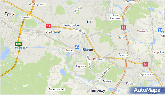 mapa Bieruń, Bieruń na mapie Targeo