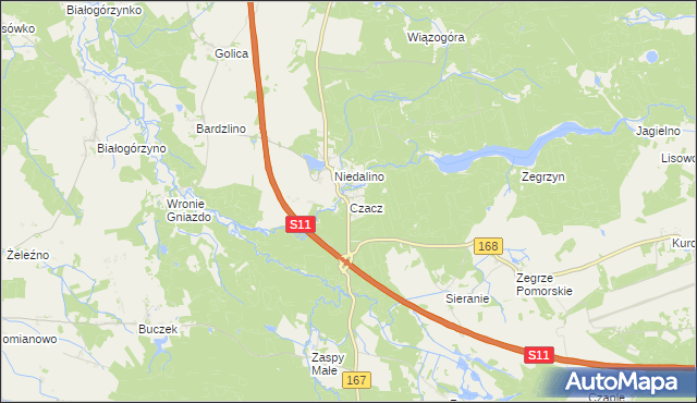 mapa Czacz gmina Świeszyno, Czacz gmina Świeszyno na mapie Targeo