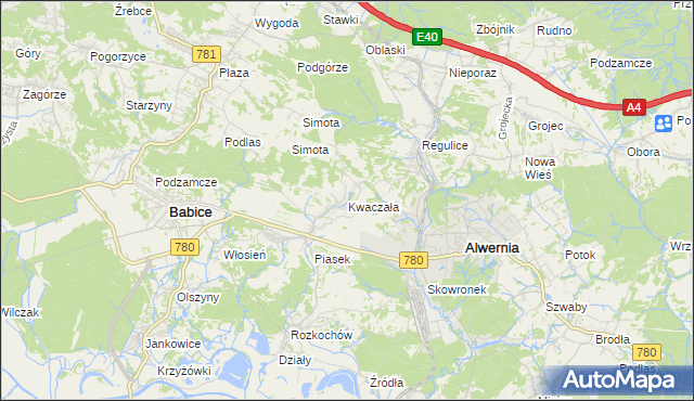 mapa Kwaczała, Kwaczała na mapie Targeo