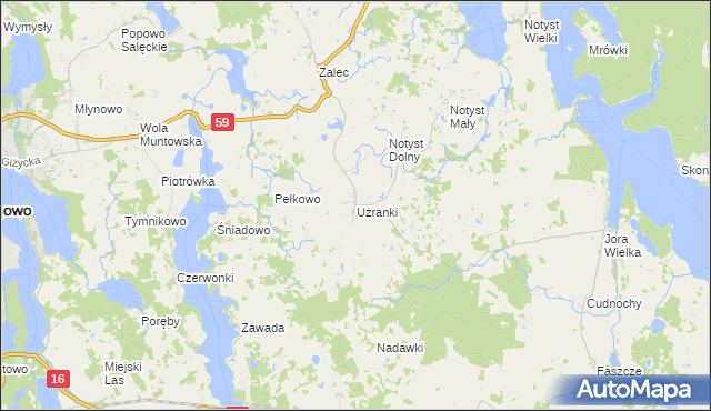 mapa Użranki, Użranki na mapie Targeo