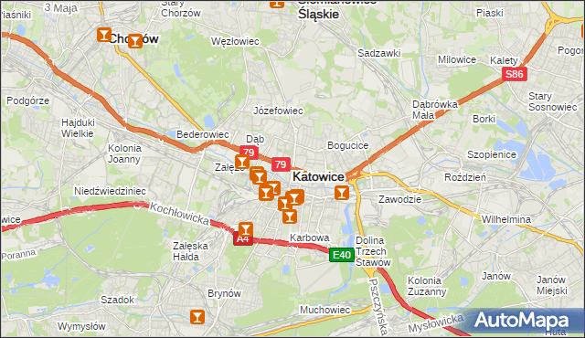 mapa Katowic, Katowice na mapie Targeo