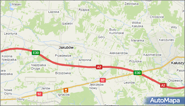 mapa Moczydła gmina Jakubów, Moczydła gmina Jakubów na mapie Targeo