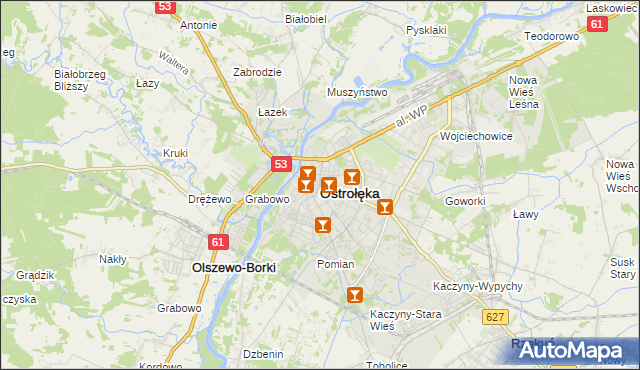 mapa Ostrołęka, Ostrołęka na mapie Targeo