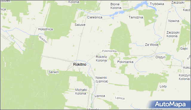 mapa Rokitno Kolonia, Rokitno Kolonia na mapie Targeo