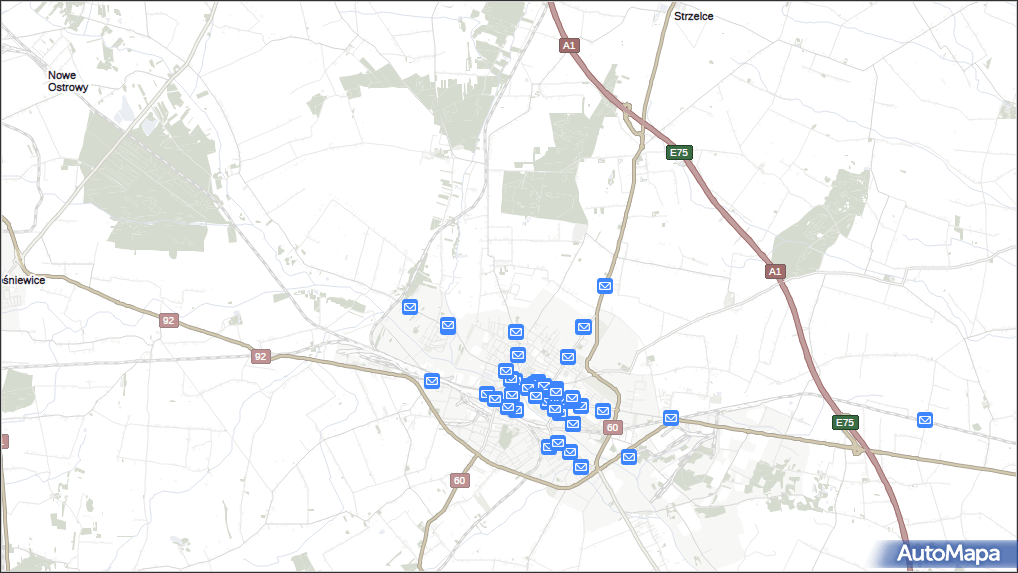 Transport, Telekomunikacja w Gołębiew Nowy na mapie Targeo