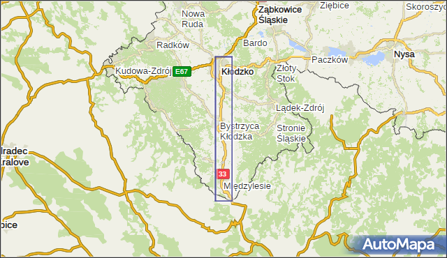 korki drogowe Droga krajowa nr 33 na mapie Targeo