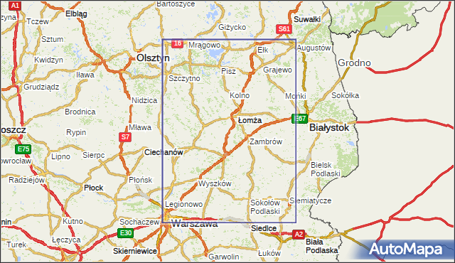 korki drogowe Droga krajowa nr 61 na mapie Targeo