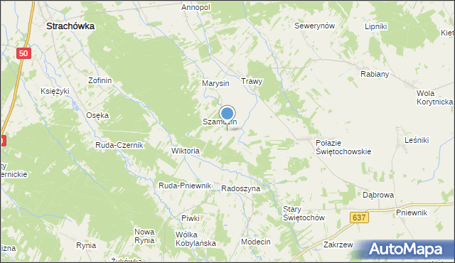 mapa Adampol, Adampol gmina Korytnica na mapie Targeo