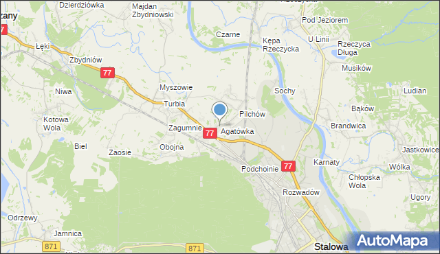 mapa Agatówka, Agatówka gmina Zaleszany na mapie Targeo