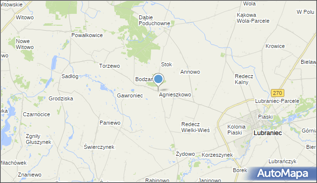 mapa Agnieszkowo, Agnieszkowo gmina Lubraniec na mapie Targeo