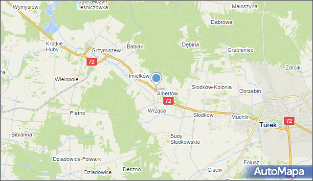 mapa Albertów, Albertów gmina Turek na mapie Targeo