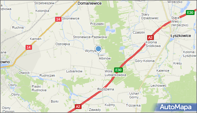 mapa Albinów, Albinów gmina Głowno na mapie Targeo