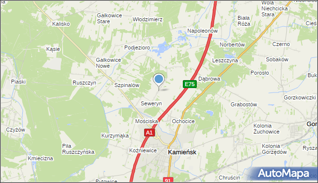 mapa Aleksandrów, Aleksandrów gmina Kamieńsk na mapie Targeo