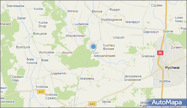 mapa Aleksandrówek, Aleksandrówek gmina Grodziec na mapie Targeo