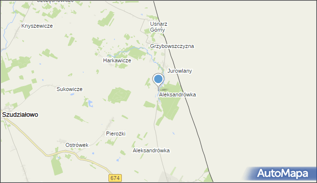 mapa Aleksandrówka, Aleksandrówka gmina Krynki na mapie Targeo