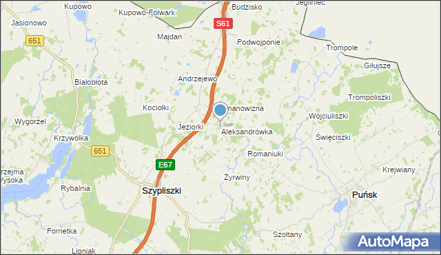 mapa Aleksandrówka, Aleksandrówka gmina Szypliszki na mapie Targeo