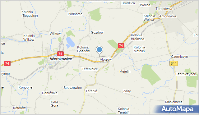 mapa Alojzów, Alojzów gmina Werbkowice na mapie Targeo