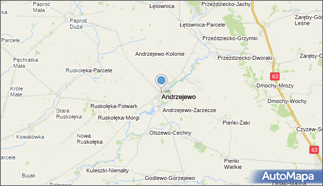 mapa Andrzejewo, Andrzejewo powiat ostrowski na mapie Targeo
