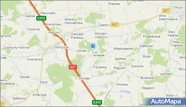 mapa Anielów, Anielów gmina Sobolew na mapie Targeo