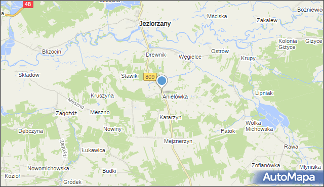 mapa Anielówka, Anielówka gmina Michów na mapie Targeo