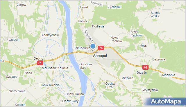 mapa Annopol, Annopol powiat kraśnicki na mapie Targeo