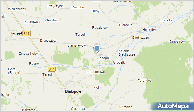 mapa Annopol, Annopol gmina Żmudź na mapie Targeo