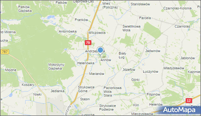 mapa Annów, Annów gmina Policzna na mapie Targeo