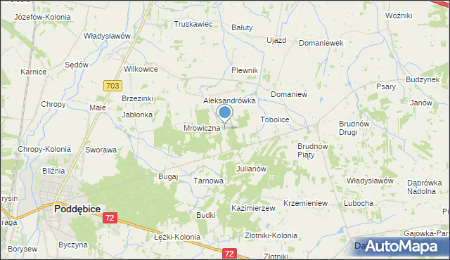 mapa Antoniew, Antoniew gmina Dalików na mapie Targeo