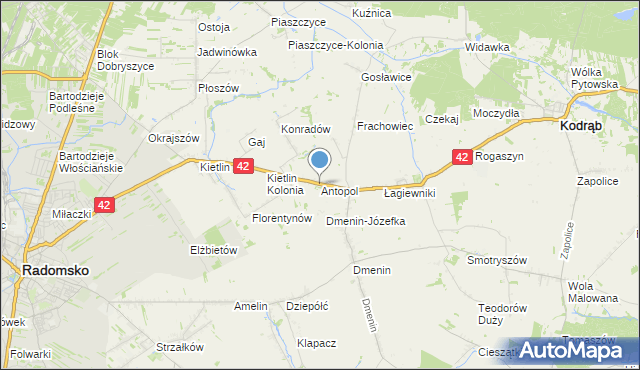 mapa Antopol, Antopol gmina Kodrąb na mapie Targeo
