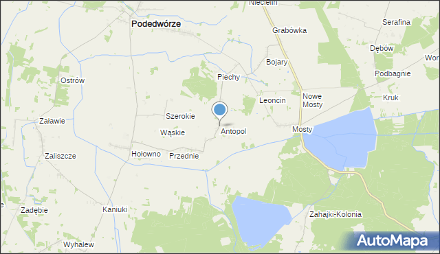 mapa Antopol, Antopol gmina Podedwórze na mapie Targeo