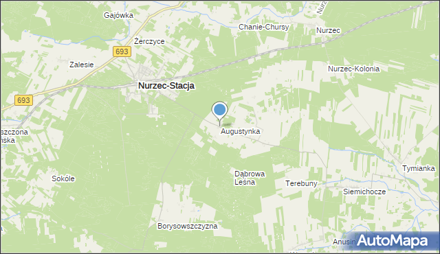 mapa Augustynka, Augustynka gmina Nurzec-Stacja na mapie Targeo