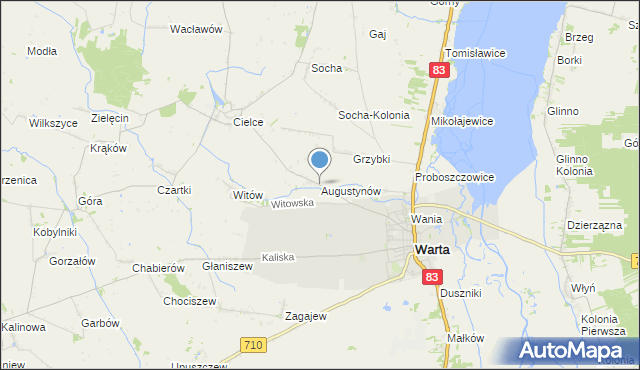 mapa Augustynów, Augustynów gmina Warta na mapie Targeo