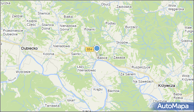 mapa Babice, Babice gmina Krzywcza na mapie Targeo