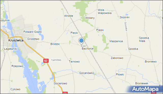 mapa Bachorce, Bachorce na mapie Targeo
