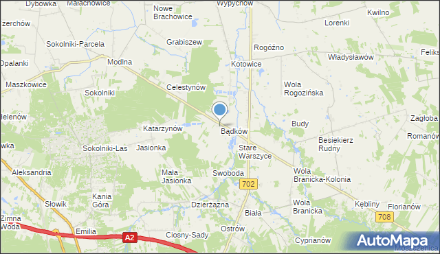 mapa Bądków, Bądków gmina Zgierz na mapie Targeo