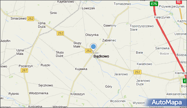 mapa Bądkowo, Bądkowo powiat aleksandrowski na mapie Targeo