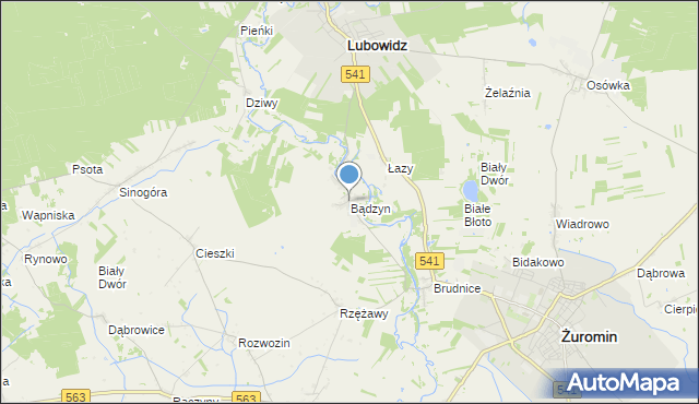 mapa Bądzyn, Bądzyn na mapie Targeo