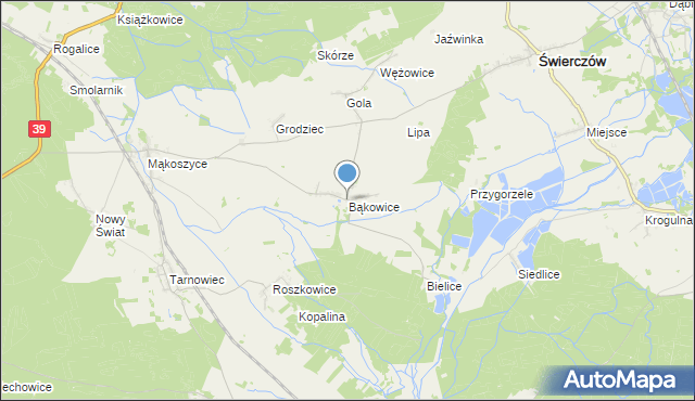 mapa Bąkowice, Bąkowice na mapie Targeo