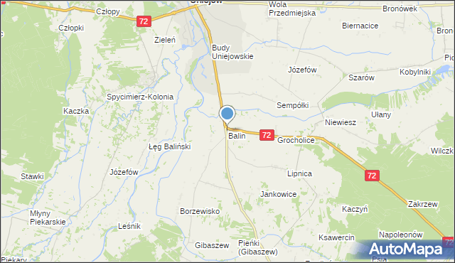 mapa Balin, Balin gmina Poddębice na mapie Targeo