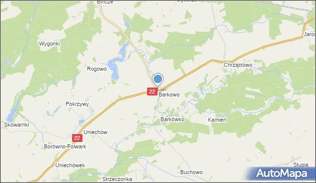 mapa Barkowo, Barkowo gmina Człuchów na mapie Targeo