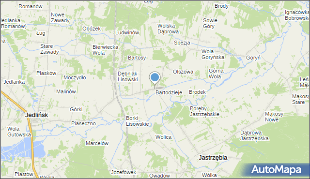 mapa Bartodzieje, Bartodzieje gmina Jastrzębia na mapie Targeo