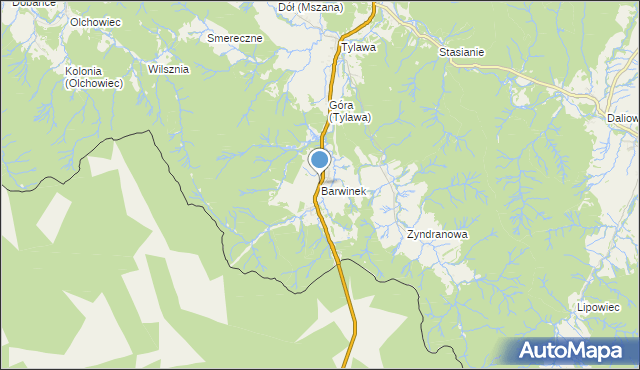 mapa Barwinek, Barwinek gmina Dukla na mapie Targeo