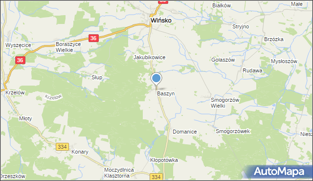 mapa Baszyn, Baszyn na mapie Targeo