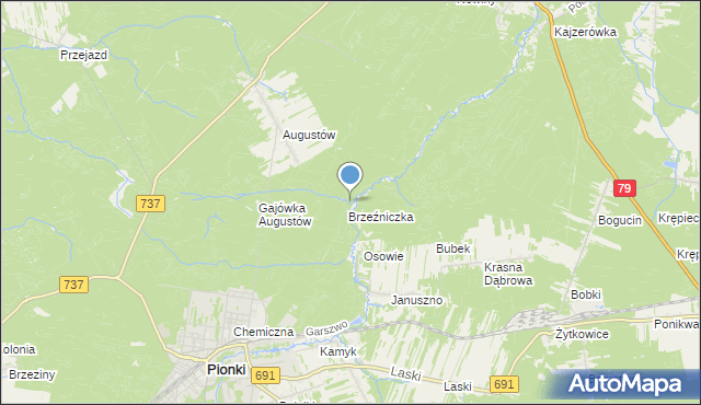 mapa Bażantarnia, Bażantarnia gmina Pionki na mapie Targeo