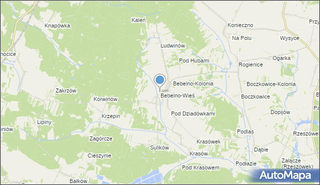 mapa Bebelno-Wieś, Bebelno-Wieś na mapie Targeo