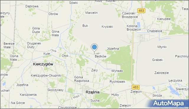 mapa Będków, Będków gmina Rząśnia na mapie Targeo