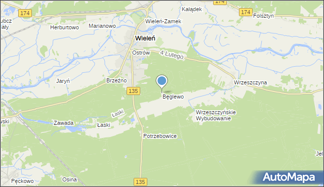 mapa Bęglewo, Bęglewo na mapie Targeo