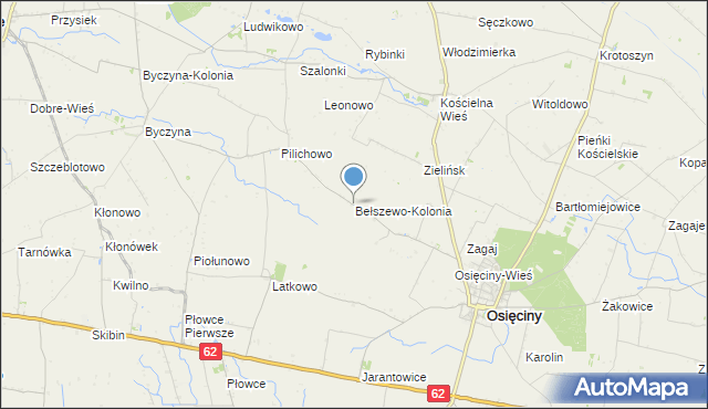 mapa Bełszewo-Kolonia, Bełszewo-Kolonia na mapie Targeo